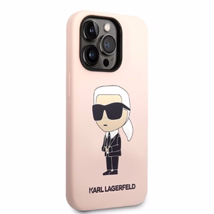 Karl Lagerfeld Silicone Ikonik suojakuori iPhone 14 Pro Max:lle - vaaleanpunainen