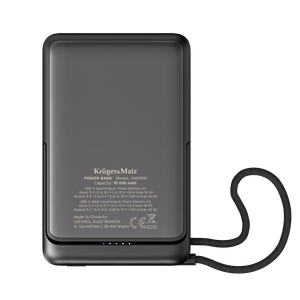 Kruger&Matz-varavirtalähde, 10000 mAh, Li-Polymer, QC ja PD, CCC-sertifioitu Aasian markkinoille