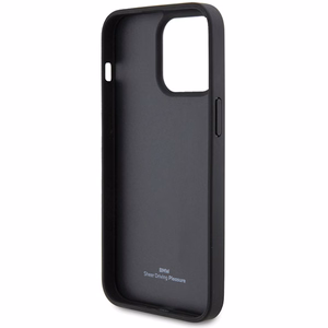 BMW Nahkainen Diamond Pattern Suojakuori iPhone 15 Pro Max:lle - musta
