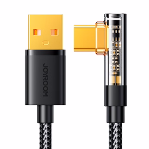 Joyroom Gaming kaapeli S-UC027A6 USB-C (kulmikas) / USB-A (suora) 3A 1.2 m - musta