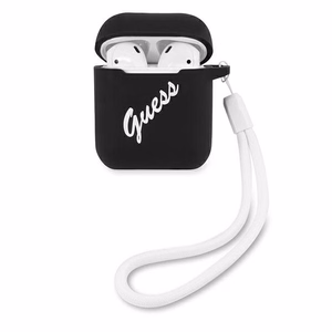 Guess GUACA2LSVSBW AirPods suojus musta/valkoinen silikoni vuosikerta silikoni