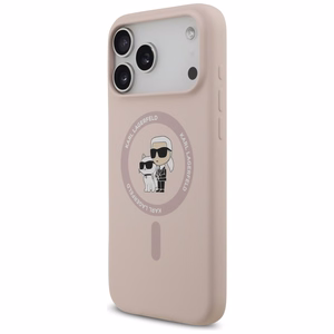 Karl Lagerfeld Silikoninen Karl&Choupette Ring MagSafe Suojakuori iPhone 17 Pro Max:lle - Vaaleanpunainen