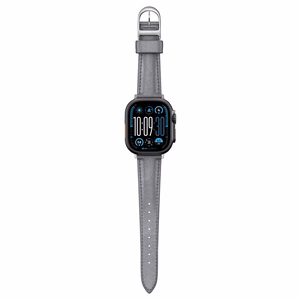 AmazingThing Class Band Leather Strap for Apple Watch 45 / 46 / 49 mm - Gray