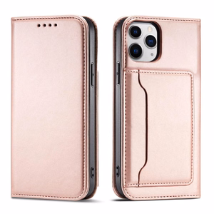 Magneettikorttikotelo iPhone 12 Pro Kotelo kortti lompakko kortti jalusta vaaleanpunainen