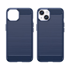 Carbon Case iPhone 14 kotelo joustava geeli takakuori sininen