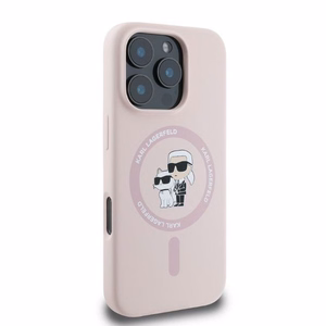 KARL LAGERFELD Silikoninen KC Body Ring MagSafe Suojakuori KLHMP16XSCMKCRHP iPhone 16 Pro Max:lle - Vaaleanpunainen