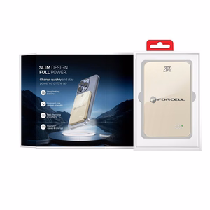 Varavirtalähde yhteensopiva MagSafen kanssa Forcell F-Energy SuperSlim F5K8 QC4.0 PD3.0 15W 5000 mAh titaaniaavikon värinen