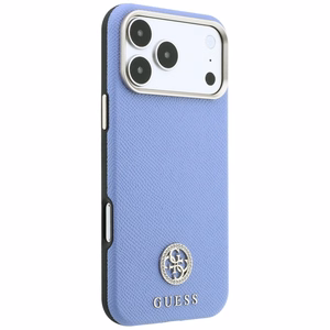 Guess Grained Round Strass Logo MagSafe -suojakuori iPhone 18 Pro Max / 17 Pro Max – sininen
