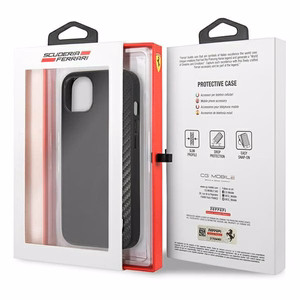 Ferrari FESAXHCP13SBK iPhone 13 mini 5.4" musta/musta kovakotelo On Track Carbon Stripe -raidoitusratkaisu