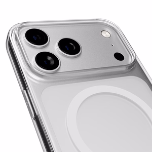 Puro Lite Mag TPU+PC suojakuori MagSafe-yhteensopiva iPhone 17 Pro:lle - läpinäkyvä valkoisella renkaalla