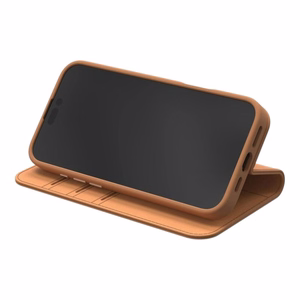 Moshi Overture MagSafe suojakuori iPhone 16 Pro -laitteelle, irrotettavalla vegaaninahkaisella lompakolla, Caramel Brown -värinen