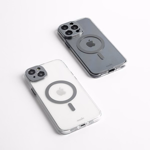 Moshi iGlaze MagSafe suojakuori iPhone 15 Pro -laitteelle, läpinäkyvä Meteorite Gray -yksityiskohdilla