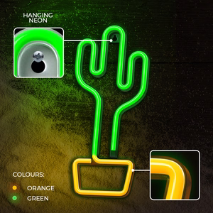 Neon LED-valo CACTUS oranssi vihreä Bat + USB FLNE02 Forever Light