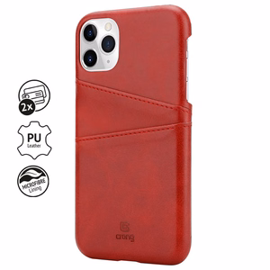 Crong Neat Cover suojakuori laitteelle iPhone 11 Pro, korttitaskuilla, punainen