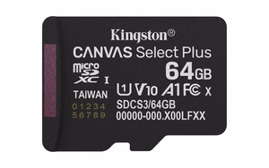 Kingston Technology Canvas Select Plus Gen3 64 GB MicroSDXC UHS-I luokka 10