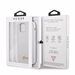 Guess GUHCP12SLSLMGWWH iPhone 12 mini 5.4" valkoinen/valkoinen kovakotelo Metal Logo Script