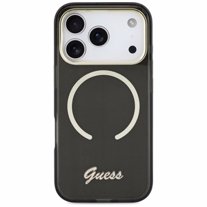 Guess IML Script Metal MagSafe Suojakuori iPhone 17 Pro:lle - Musta