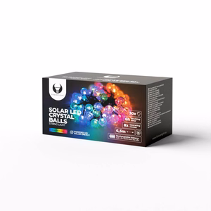 Itseliimautuva aurinkoenergiavaloketju LED CRYSTAL BALLS SCB61 6,5m 30 palloa moniväri Forever Light