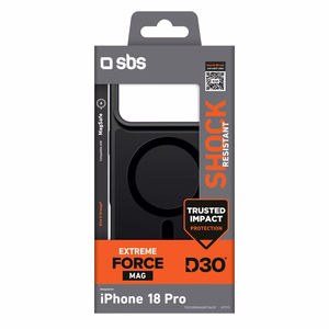 SBS D3O Force suojakuori mallille iPhone 18 Pro, MagSafe-yhteensopiva – musta