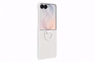 Samsung Silicone Ring Magnet Cover for Samsung Galaxy Z Flip 8 with MagSafe Compatible Ring - White