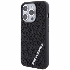 Karl Lagerfeld 3D Rubber Multi Logo Suojakuori iPhone 15 Pro:lle - musta