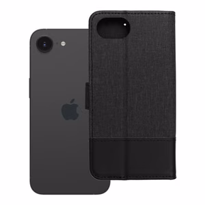 Flip-suojakuori iPhone 16e:lle (SE 4 2025) Gomma Book musta