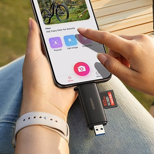 Ugreen 2in1 USB-C / USB-A SD 4.0 UHS-II -kortinlukija - musta