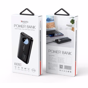 yesido Powerbank YP40 10 000 mAh LED, 2xUSB-A + USB-C, BLACK