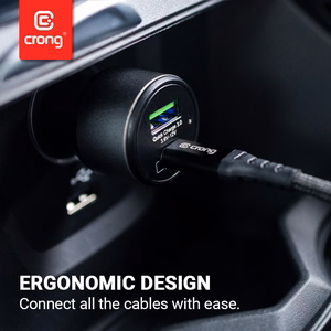 Crong Power 63 W autolaturi USB-C PD 45 W- ja USB-A QC 3.0 18 W -liitännöillä, musta