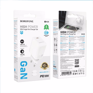 Borofone Wall charger BN28 Fuente - Type C - PD 30W with Type C to Type C cable white
