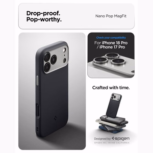 Spigen Nano Pop MagSafe -suojakuori iPhone 17 Pro Max / 18 Pro Max -malleille, musta