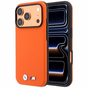 BMW M Quadrille Kevlar Metal Logo MagSafe suojakuori mallille iPhone 17 Pro / 18 Pro – oranssi