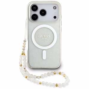 Guess IML Glitter Pearl Strap MagSafe -kuori iPhone 17 Pro - läpinäkyvä