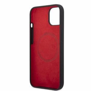 Ferrari FEHMSIP14SBK iPhone 14 6.1" musta/musta kova Silikoninen Metal Logo Suojakuori Magsafe