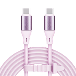 Kruger&Matz Basic USB-C–USB-C-silikonikaapeli, 100 W, 1 m, vaaleanpunainen
