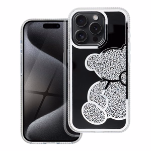 Teddy Bear Suojakuori iPhone 16 PRO MAX:lle hopeinen