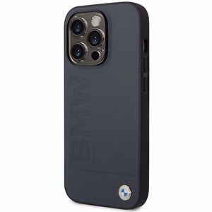 BMW BMHMP14XSLLNA laivastonsininen nahkainen kova suojakuori iPhone 14 Pro Max 6.7 Hot Stamp MagSafe