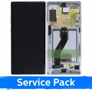 LCD-näyttö yhteensopiva Samsung N975 Note 10 Plus kehyksellä / Aura White / (Service Pack)