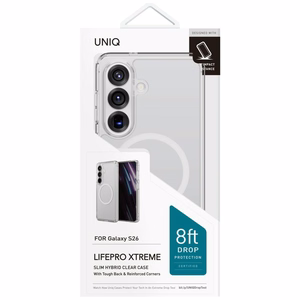 Uniq LifePro Xtreme suojakuori Samsung Galaxy S26:lle Magclick-latauksella läpinäkyvä