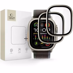 Tech-Protect 2-Pack Karkaistu Lasi Apple Watch Ultra 49mm - Hopeinen ja Musta