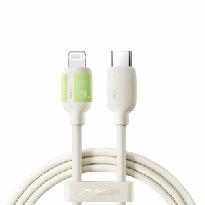 Joyroom S-A53 30W USB-C - Lightning -kaapeli fluoresoivalla kärjellä 1,2 m - beige