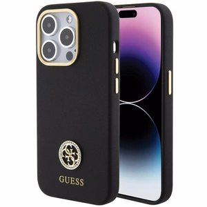 Guess Silicone Logo Strass 4G suojakuori iPhone 15 Pro:lle - musta