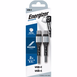 Energizer Ultimate C521CKSL USB-C–USB-C-lataus- ja datakaapeli, 2 m, hopeanvärinen