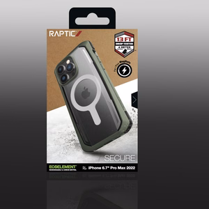 Raptic X-Doria Secure Case iPhone 14 Pro Max MagSafe panssaroitu suojus vihreä