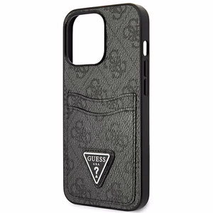 Guess GUHCP13LP4TPK iPhone 13 Pro / 13 6.1" musta/musta kova Suojakuori 4G Triangle Logo Cardslot