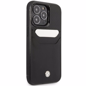 BMW BMHCP14L22RSEPK musta nahkainen korttipaikallinen suojakuori iPhone 14 Pro 6.1