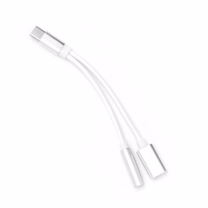 Adapter AUX 2in1 Type C (male) to Type C (female) / Jack 3,5 mm (female) white