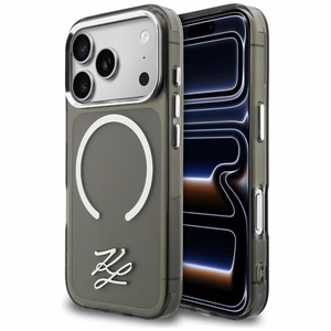 Karl Lagerfeld IML KL Script Logo MagSafe Suojakuori iPhone 17 Prolle - Musta