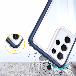Clear 3in1 suojakuori Samsung Galaxy S23 Ultra:lle silikoninen kuori kehyksellä sininen