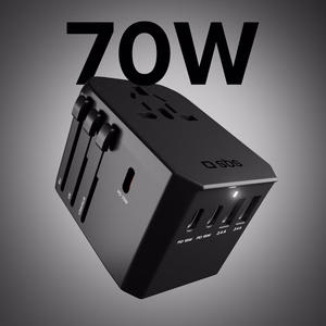 SBS Universaali GaN Matkasovitin 70W 3xUSB-C 2xUSB-A kotelolla - musta